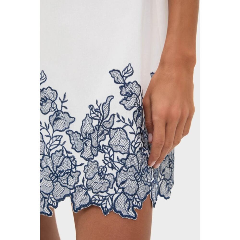 Tuckernuck Hyacinth House Mini Dress Large Embroidered White Navy Puff Sleeves - Picture 11 of 14